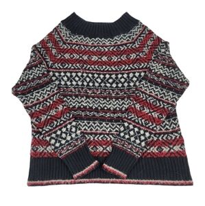 Chaps Black/White/Red Fair Isle Design Long Sleeve Sweater Size Large